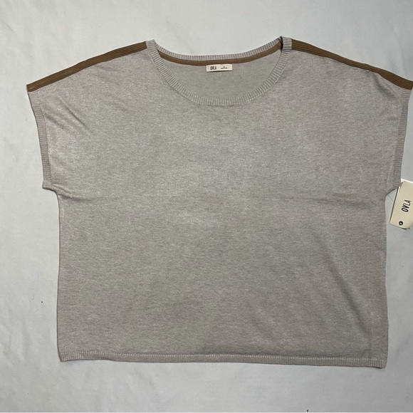 NWT New Anthropologie OLVA Olive and Vine Beige Knit Short Sleeve Top Size XL - Picture 5 of 10